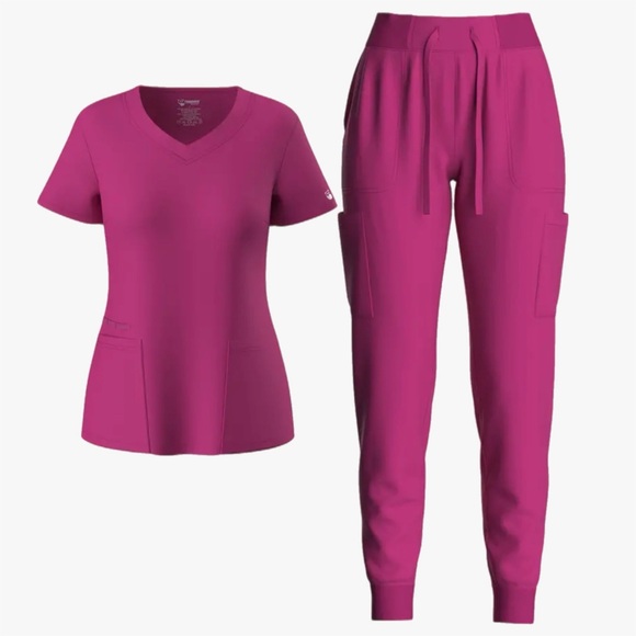 Pandamed Tops - Pandamed Womens Sz XL Pink Jogger Scrub Set